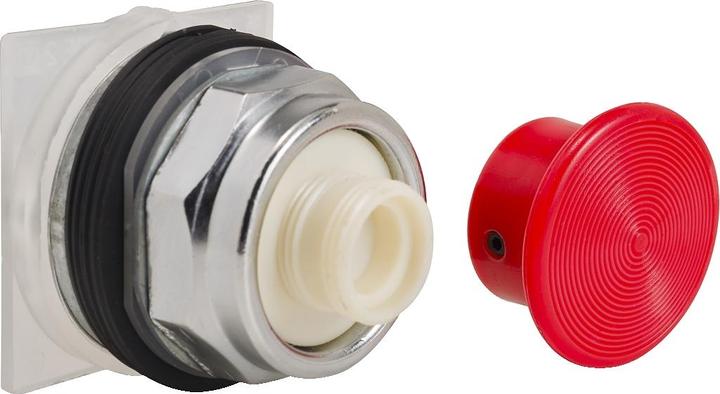 Schneider Red snap-in mushroom push-button, non-illuminated, type K Ø30 round momentary switch 9001KR24R