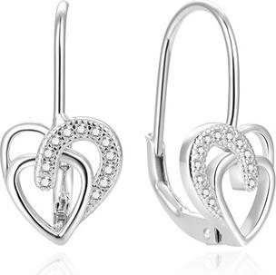 Beneto Beautiful silver earrings with hearts AGUC1766