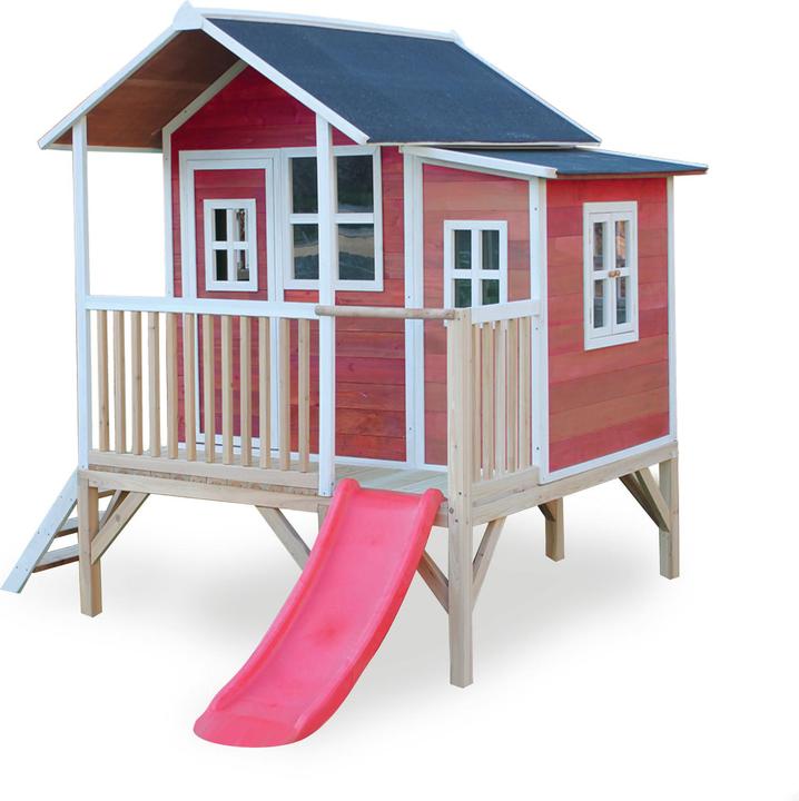 Exit Trampoliere Loft 350 in legno con scivolo rosso