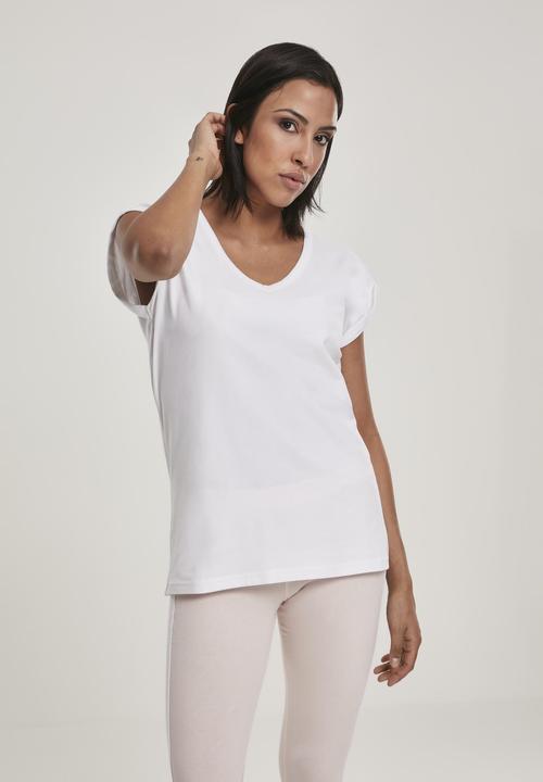 Actual product image Urban Classics Ladies Round V-Neck Extended Shoulder Tee (XL)