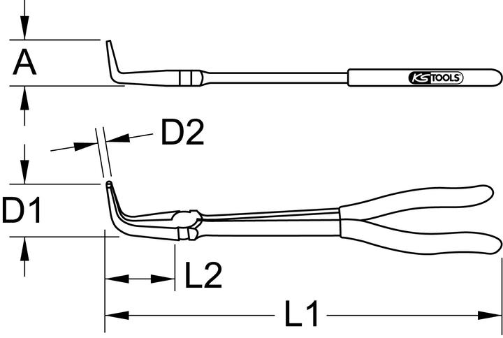 Immagine prodotto KS Tools Pinza a naso tondo piatto XL, piegato a 90 (270 mm)