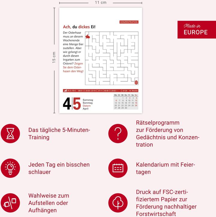 Actual product image Harenberg Meyers Grips-Gymnastik Tagesabreisskalender 2026 - Das tägliche 5-Minuten-Training für Gedächtnis (German, Philip, KIEFER, 2025)