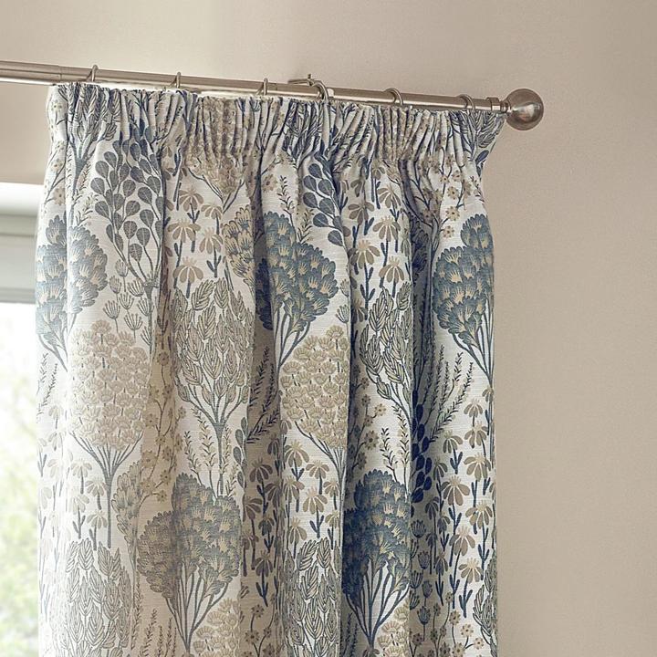 Actual product image Wylder Ophelia Jacquard Floral Pencil Pleat Curtains (117 x 137 cm)