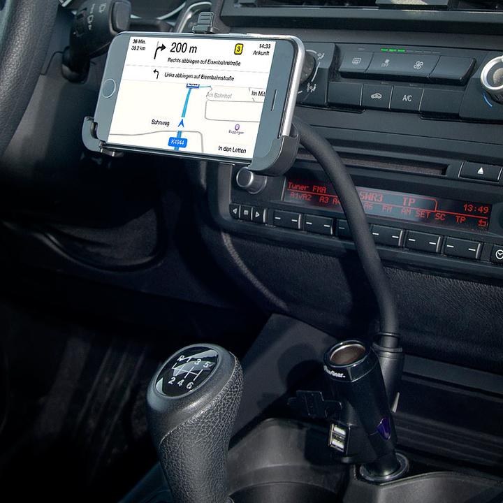 Produktbild Callstel Kfz-Schwanenhals-Halterung für iPhone 4/4s, 12/24V, 800mA