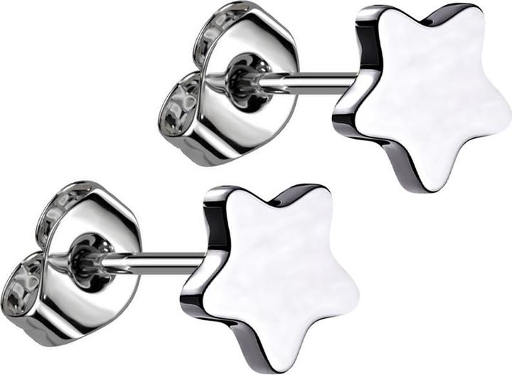Actual product image Star Piercing Stud earrings silver star silver (Titanium G23without brass, Surgical steel 316Without brass)