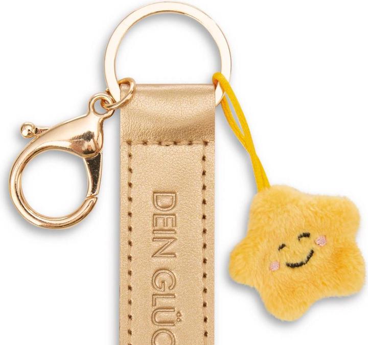 Image du produit Magni NICI Schlüsselanhänger Dein Glücksstern Kunstlederband mit Stern gold 10cm