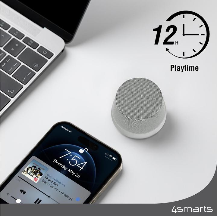 Actual product image 4smarts Bluetooth speaker SoundForce MagSafe compatible silver/grey (12 h, Rechargeable battery operated)