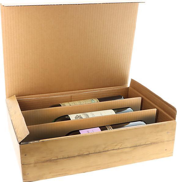 Produktbild kaiserkraft Flaschen-Geschenkkarton Holzkiste (3 x)