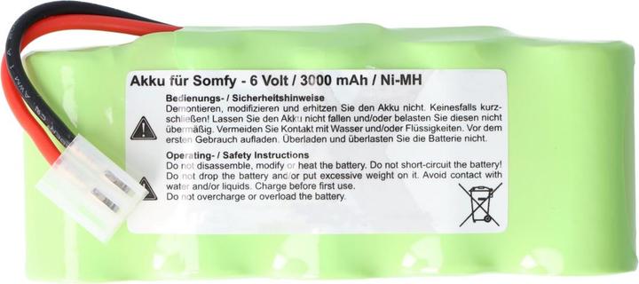 Image du produit AccuCell Pack de batteries Somfy 710055, 8781105908, 8787335119, 9 500 005, 9000163, FD252/10 (6 V, 3000 mAh)