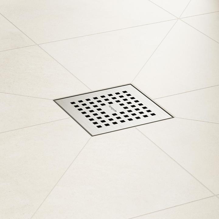 Actual product image hansgrohe HG point drain RainDrain Brilliance compl. set brushed stainless steel 100x100mm (100 mm)