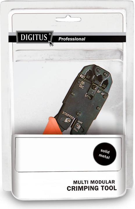 Actual product image Digitus Multi Modular Crimping Pliers Metal suitable for 4P2C 4P4C 6P4C 6P6C 8P8C incl. Stripper and Cutter (205 mm)