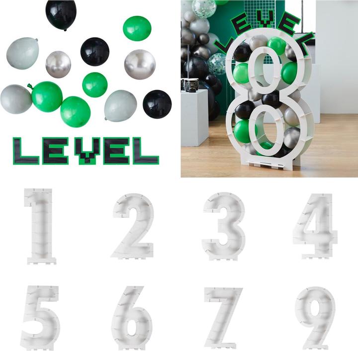 Produktbild Ginger Ray Luftballon & Level Set Game On passend für Zahlen Ballon Mosaik Ständer DIY 40 Luftballons