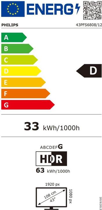 Energie-Label Philips 43PFS6808/12 (43", PFS6808, LED, 2023)
