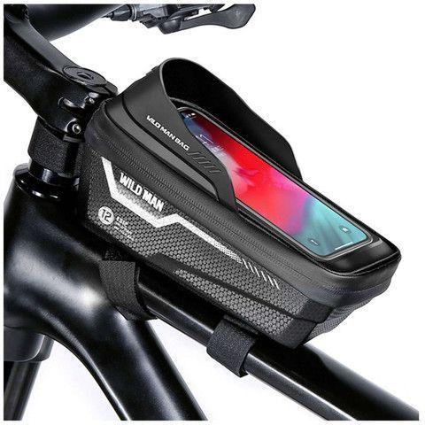 Actual product image Wildman Bicycle accessory traveling bag for bike frame with zipper 1L (4 "- 7") ES12 black (1 l, Frame bag)
