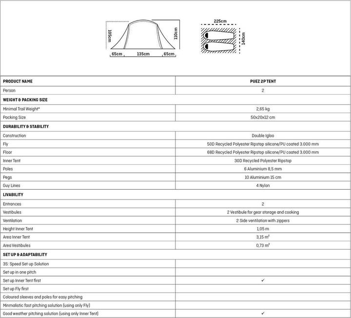 Actual product image Salewa Puez 2P Tent (Dome tent, 2.65 kg, 2 persons)