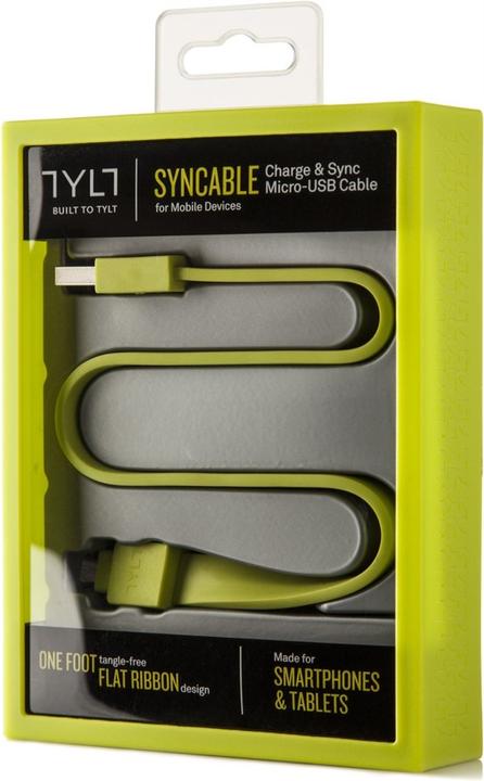 Actual product image Tylt Syncable Micro USB to USB Cable, 30cm - green (0.30 m, USB 3.0)