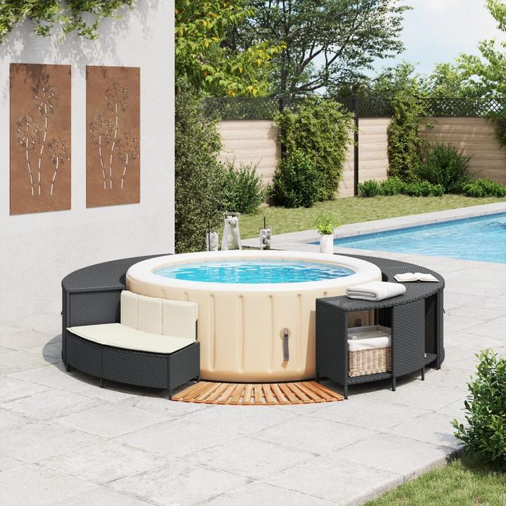 Image du produit VidaXL Margelle de piscine Jacuzzi Habillage de piscine noir Poly rotin