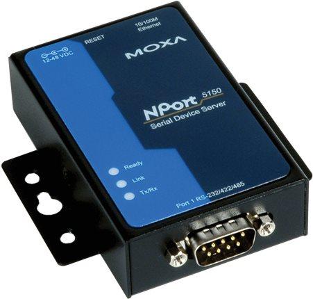 Produktbild Moxa Nport 5150 Serieller Geräteserver, 1 Anschluss, RS-232 und RS-422/485, 9-poliger Sub-D-Stecker, inkl