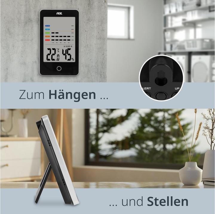 Actual product image ADE Thermo-/Hygrometer digital Schwarz, Funktionen