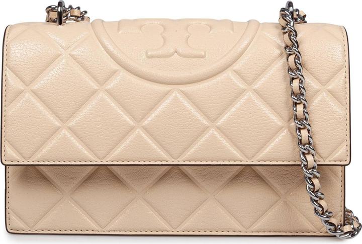 Actual product image Tory Burch fleming small leather crossbody bag color vanilla
