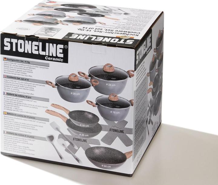 Produktbild Stoneline Back to Nature Kochgeschirr-Set, 14-tlg., Keramik-Beschichtung, mit Glasdeckeln (Pfannenset + Topfset, Aluminium)