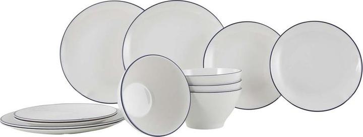 Frankana Geschirrset Linea Line12-teilig, weiss, gold