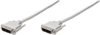 Manhattan DVI-D monitorkabel DVI-D stekker naar DVI-D stekker (single link), beige, 1,8 m (1.80 m, DVI)
