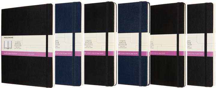 Image du produit Moleskine Carnet Double (13 x 21 cm, À rayures, Blanc, Couverture rigide)