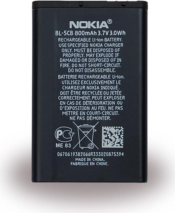 Actual product image Nokia BL-5CB Battery for mobile phone Li-Ion 800 mAh (Rechargeable battery, Nokia 105)