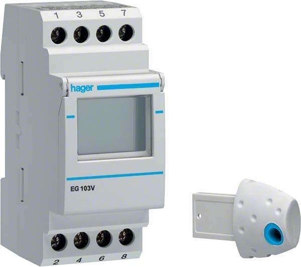 Hager Weekly time switch 1changeover contact EG103V 16A 2PLE 12/24V digital