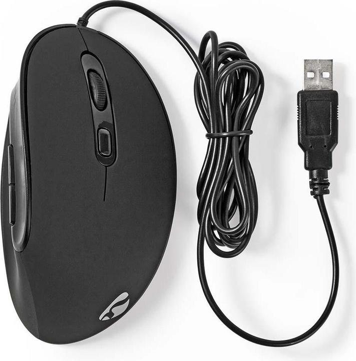 Image du produit Nedis Souris ergonomique filaire - droitier - 6 boutons - 3200 DPI - câble de 1,8 m - noir (Filaire)