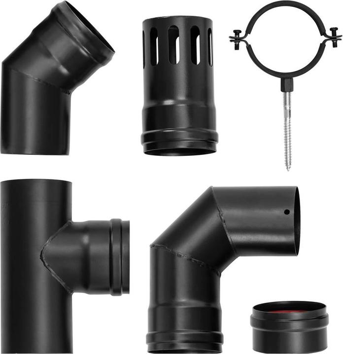 Actual product image MSW Pellet Ofenrohr Set Pelletofenrohr 80 mm Komplettset Karbonstahl Schwarz