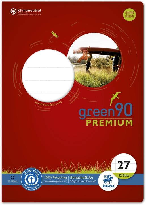 Immagine prodotto Staufen Quaderno a righe verdi 27 righe DIN A4 margine interno ed esterno, 32 fogli (A4, Righe, Copertina rigida)