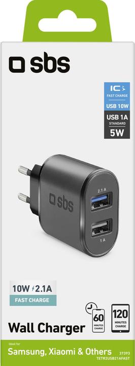 Actual product image SBS 2100 mAh travel charger (11 W)