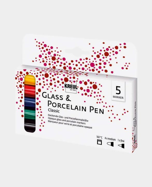 Image du produit I Am Creative Porcelain Pen Set à 5 (Noir, Jaune de signalisation, Rouge cerise, Bleu roi, Vert français, 4 mm, 5 x)