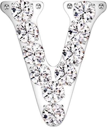 Produktbild Star Piercing Threadless silber mit Kristallen silber Buchstabe V (ohne Messing, Titan G23)