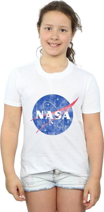 Actual product image Nasa Girls Classic Insignia Logo Distressed Cotton T-Shirt (152, 158)