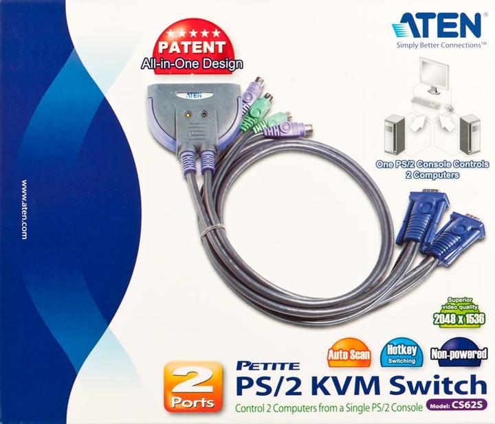 Actual product image Aten CS62S 2-Port PS/2 KVM Switch