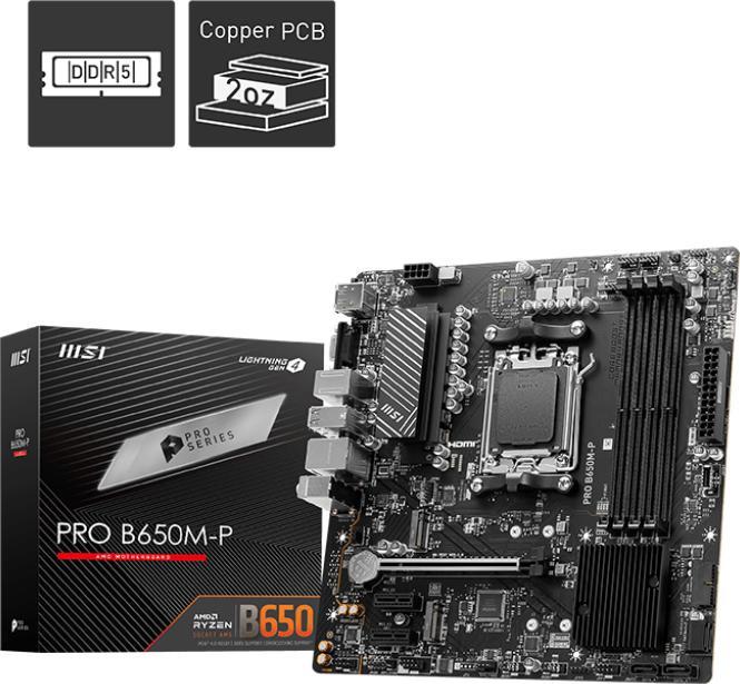 Produktbild MSI Pro B650M-P (AM5, AMD B650, Mini-ATX)