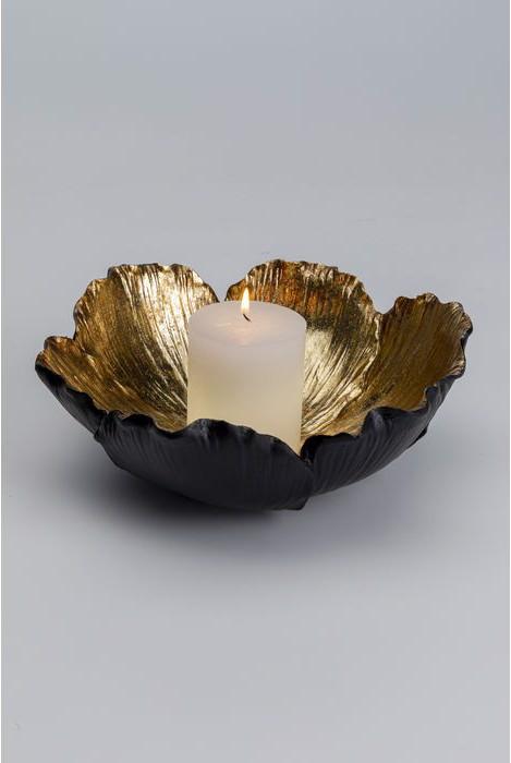 Produktbild Kare Design Deko Schale Flower Bloom Schwarz Gold Ø25