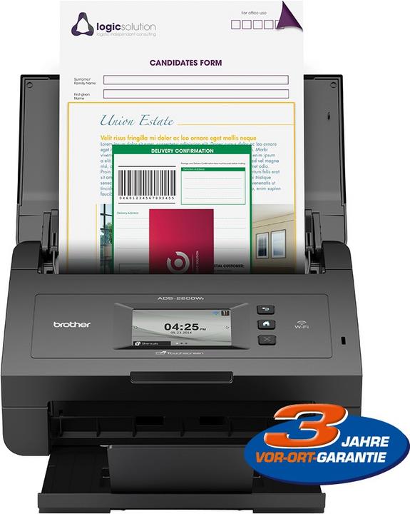 Actual product image Brother ADS-2600We Document Scanner Duplex with LAN/WLAN and Touchscreen (WLAN)