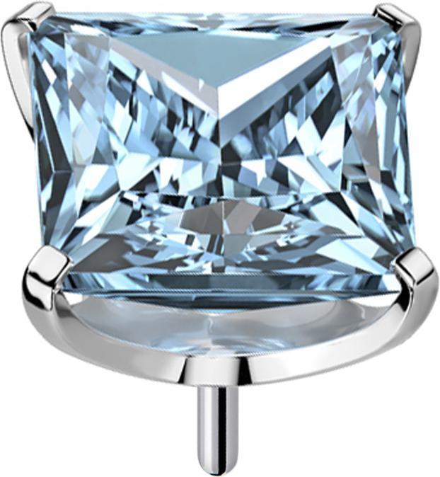 Immagine prodotto Star Piercing Argento senza fili con cristallo quadrato incastonato color acqua (senza ottone, Titanio G23)