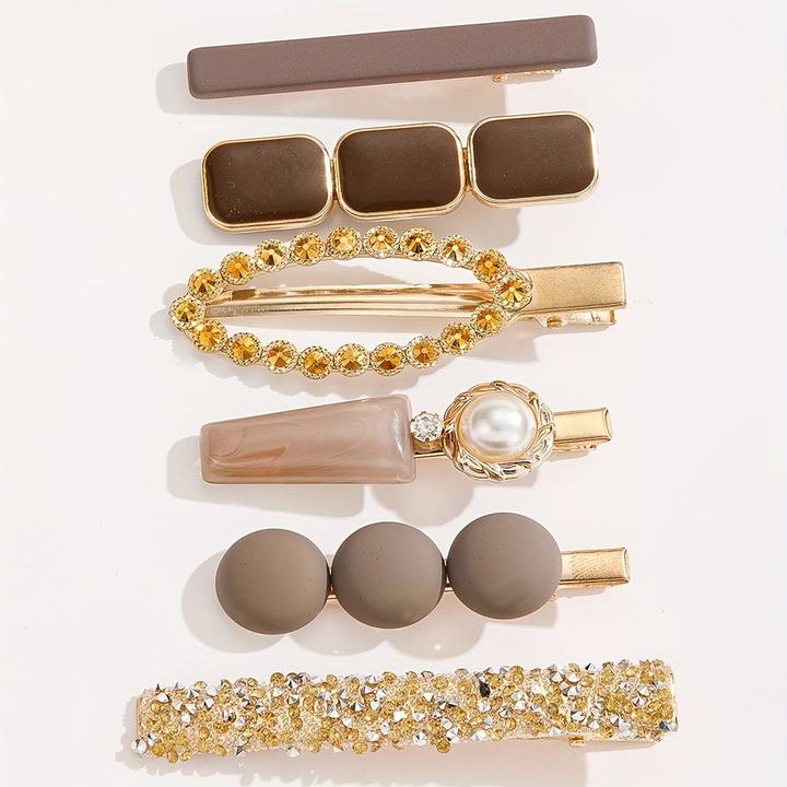 Activity Board 6 Stück/Set Elegant Clip Strass Faux Perlen Dekor Haar rutschfest Haarschmuck Clip (6 Stk.)
