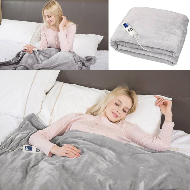 Immagine prodotto Grafner Coperta riscaldante in pile di flanella 180 x 130 cm grigio chiaro WD10964 (180 x 130 cm)