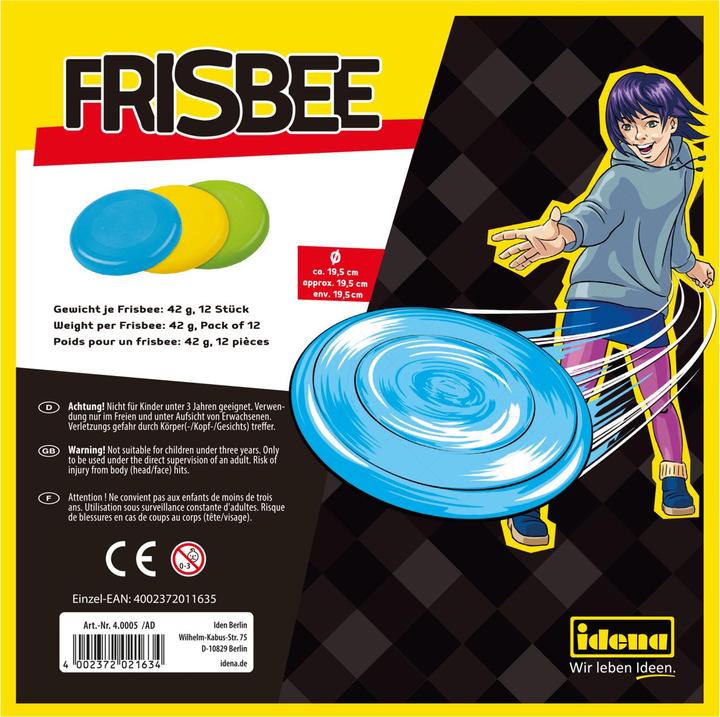 Actual product image Idena Frisbee, approx. 19cm blue, green, yellow, orange