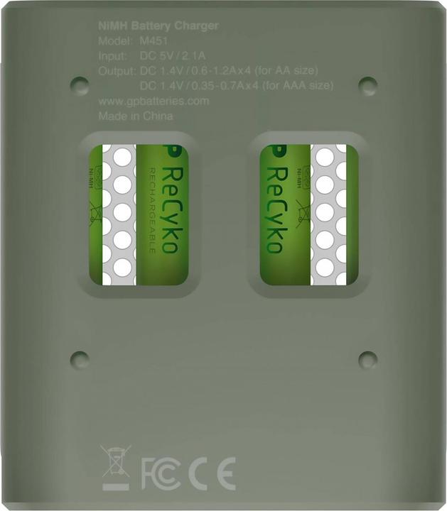 Image du produit GP Batteries ReCyko M451/100 4-Port USB Ladegerät inkl.4xAAA NiMh 950mAh (5 pcs, AAA, 950 mAh, Piles rechargeables + chargeur)
