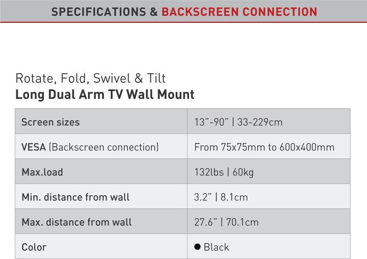 Produktbild Barkan WH 464L (Wand, 90", 60 kg)
