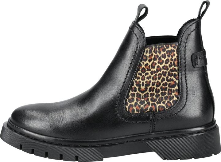 Produktbild Tamaris Entdecke die trendige Stiefelette mit Leo-Einsatz aus hochwertigem Leder-Textil-Mix von. Die (38)