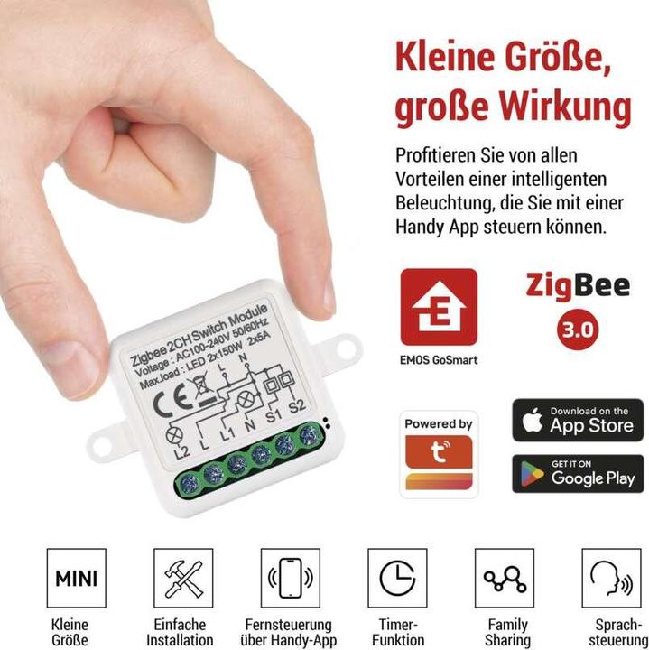 Energy Label Emos GoSmart switch module IP-2102SZ, ZigBee, 2-channel (Switch actuator)