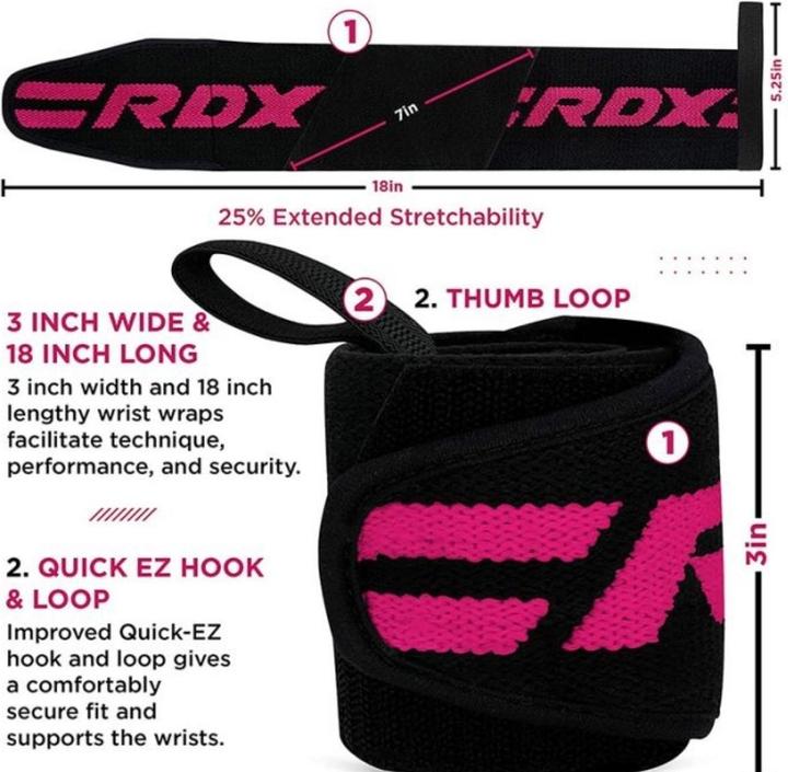 Immagine prodotto Rdx Gym Wrist Wrap Pink Pro (Taglia unica)